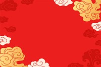 Chinese desktop background, red cloud illustration