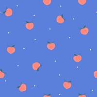 Peach seamless pattern background vector, cute fruit graphic on blue