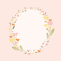 Pastel flower wreath, cute frame psd illustration, spring season