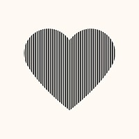 Black stripes heart icon, simple element graphic psd