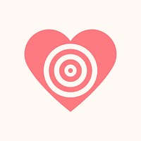 Heart icon, pink simple design psd