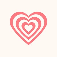 Heart icon, pink stripes element graphic psd