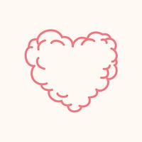 Doodle heart icon, pink element graphic psd