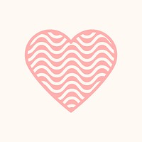 Pink wave heart icon, element graphic psd