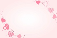 Cute heart border frame vector, pink background design