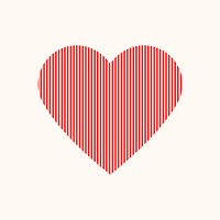 Red stripes heart icon, simple element graphic psd