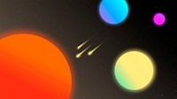 Solar system computer wallpaper, colorful neon glow gradient design vector