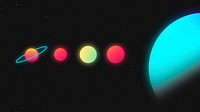 Solar system HD wallpaper, colorful neon glow gradient design