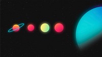 Solar system desktop wallpaper, colorful neon glow gradient design vector