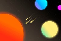 Colorful space background, neon glow planet with gradient design vector