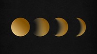 Moon phases computer wallpaper, galaxy aesthetic gold background