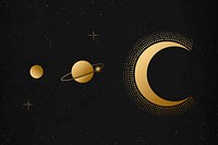 Solar system background, gold gradient galaxy background vector