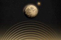 Space moon background, aesthetic gold galaxy illustration vector