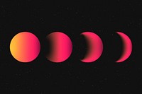 Moon phases background, retro neon pink astronomy image vector