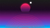 Retro futuristic computer wallpaper, pink neon gradient background vector