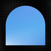 Arch sticker geometric shape, blue gradient flat clipart psd