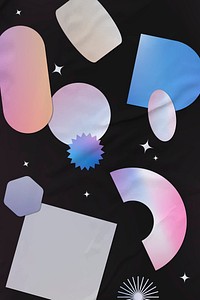 Abstract memphis background, holographic geometric shapes psd