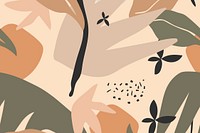 Beige aesthetic background, tropical jungle seamless pattern vector