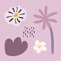 Aesthetic flower shape, design element set vector