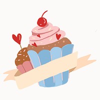 Cute cupcake dessert, blank label design psd