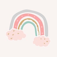 Cute rainbow in doodle style psd