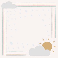 Cute doodle frame, rain border vector