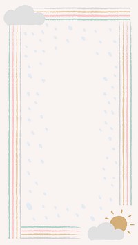 Rain frame, cute doodle border vector