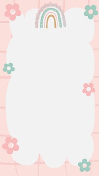 Pink frame, doodle cute pastel rainbow border vector