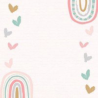 Rainbow frame, cute doodle border vector