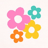 Colorful flower in funky doodle style psd