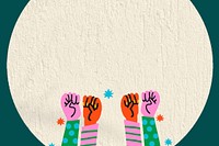 Woman power frame vector, solidarity raised hands