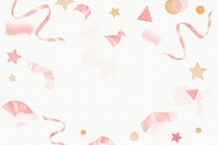 New year celebration background, pink glitter ribbon frame design vector