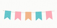 Pastel bunting sticker, cute festive and colorful clipart psd