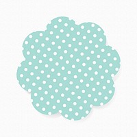 Blue pattern badge collage element, cute polka dot feminine clipart vector