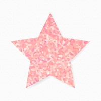 Glittery star shape sticker, cute birthday celebration clipart vector