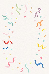 Birthday frame background, colorful ribbons in beige color vector