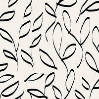 Doodle background, black leaf pattern design vector