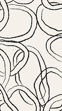 Abstract pattern iPhone wallpaper black doodle vector, aesthetic background