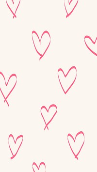 Cute phone wallpaper, pink heart pattern design vector