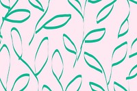 Cute background, green leaf pattern design vector