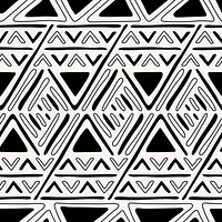 Ethnic pattern background, black and white seamless geometric design, vector