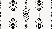 Pattern desktop wallpaper, aesthetic ethnic aztec design, black and white geometric style, vector