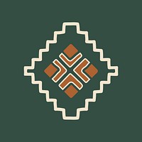 Tribal shape sticker, brown doodle aztec design, psd