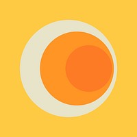Circle sticker geometric shape, simple retro orange design on yellow background psd