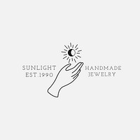 Aesthetic hand logo template, editable minimal design psd