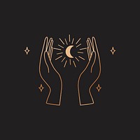 Celestial hand logo element, minimal illustration psd