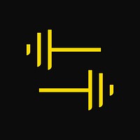 Barbell logo element, fitness gym symbol in yellow illustration vector