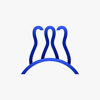 Bowling logo element, sports illustration in blue gradient design