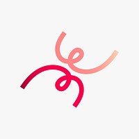 Abstract scribble logo element, pink gradient design vector