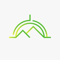 Mountain logo element, adventure sports, green gradient design
